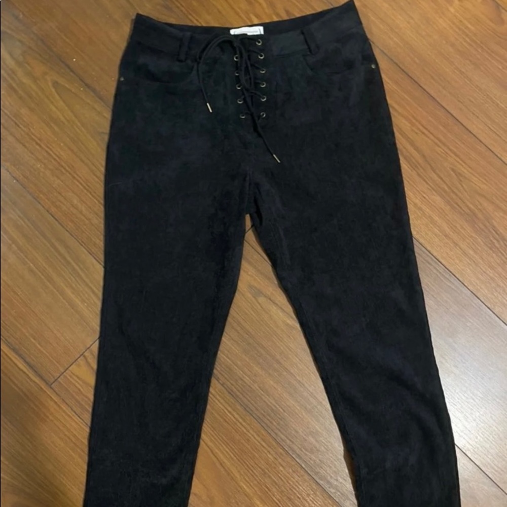 Corduroy Lace Up Black Jeans